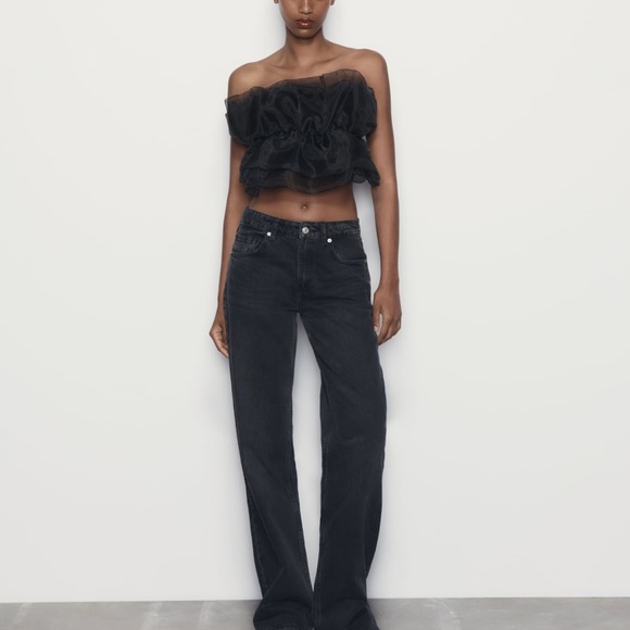 ZARA ORGANZA BANDEAU TOP - Picture 2 of 8